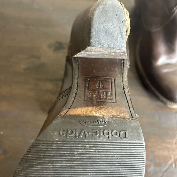 Frye Women Size 8B Boots Cowboy Western Pull On Shoes Heel Black Leather Jackie - Picture 6 of 16